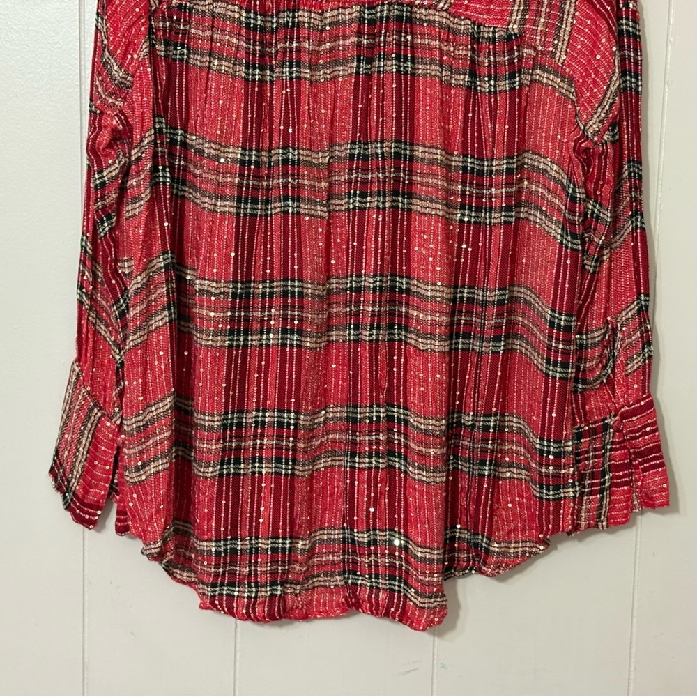 Free People Fearless Love Red Bell Sleeve Tunic Top Size XS Boho - Picture 12 of 13